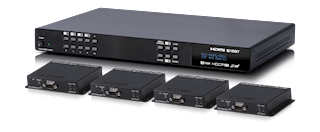 4 x 4 Full 4K HDMI HDBaseT1 LITE Matrix with AVLC & Audio De-embedding - Supplied with 4x PUV-1710PLRX-AVLC Receivers